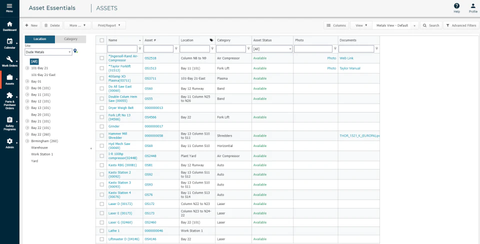 screenshot of Asset Essentials